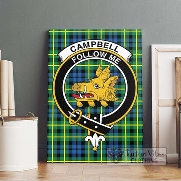 Campbell of Breadalbane Ancient Tartan Canvas Print Wall Art with Family Crest