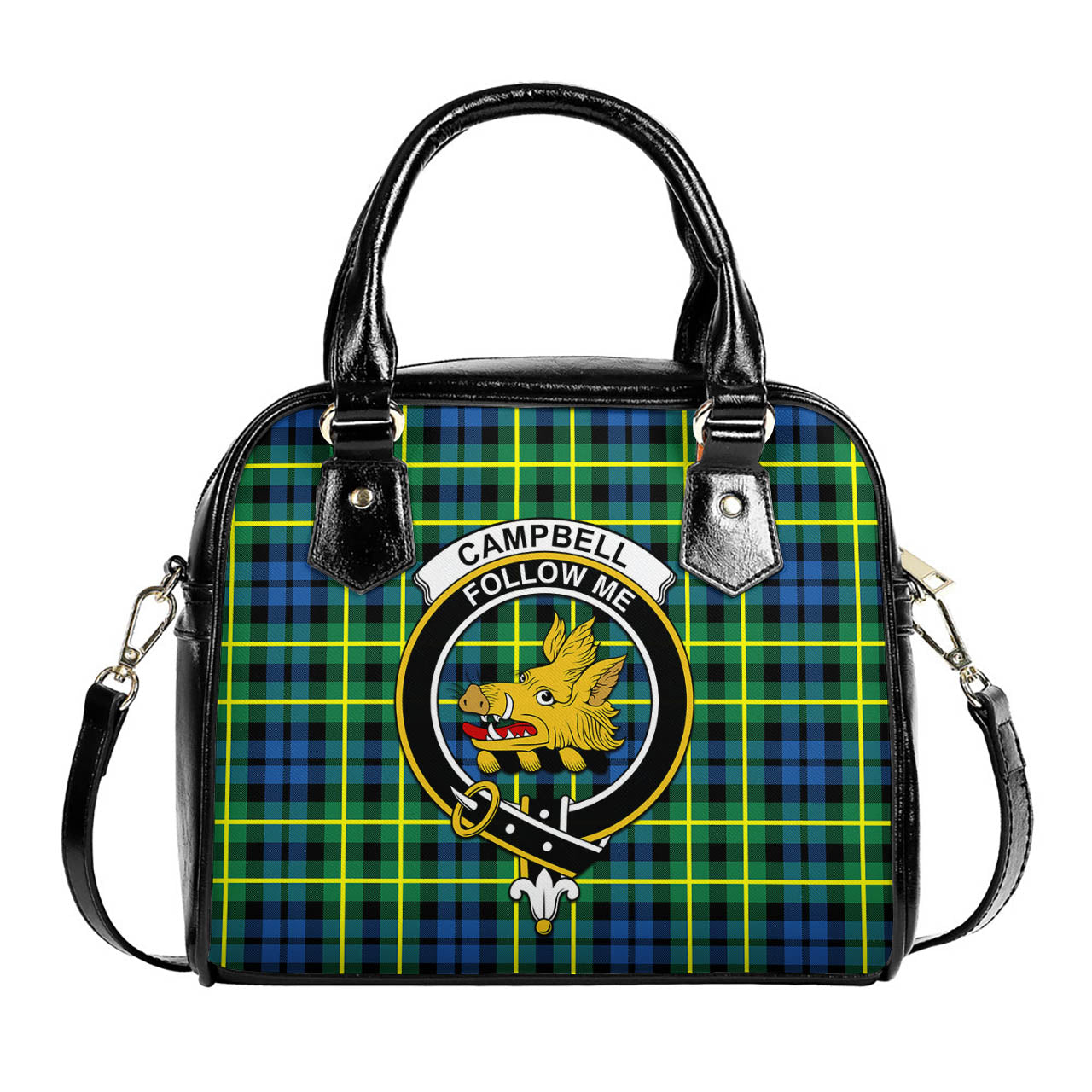 Campbell of Breadalbane Ancient Tartan Shoulder Handbags with Family Crest One Size 6*25*22 cm - Tartanvibesclothing