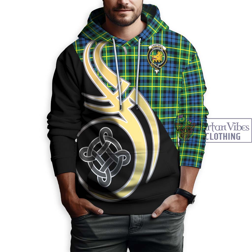 Campbell of Breadalbane Ancient Tartan Hoodie with Family Crest and Celtic Symbol Style Zip Hoodie - Tartan Vibes Clothing