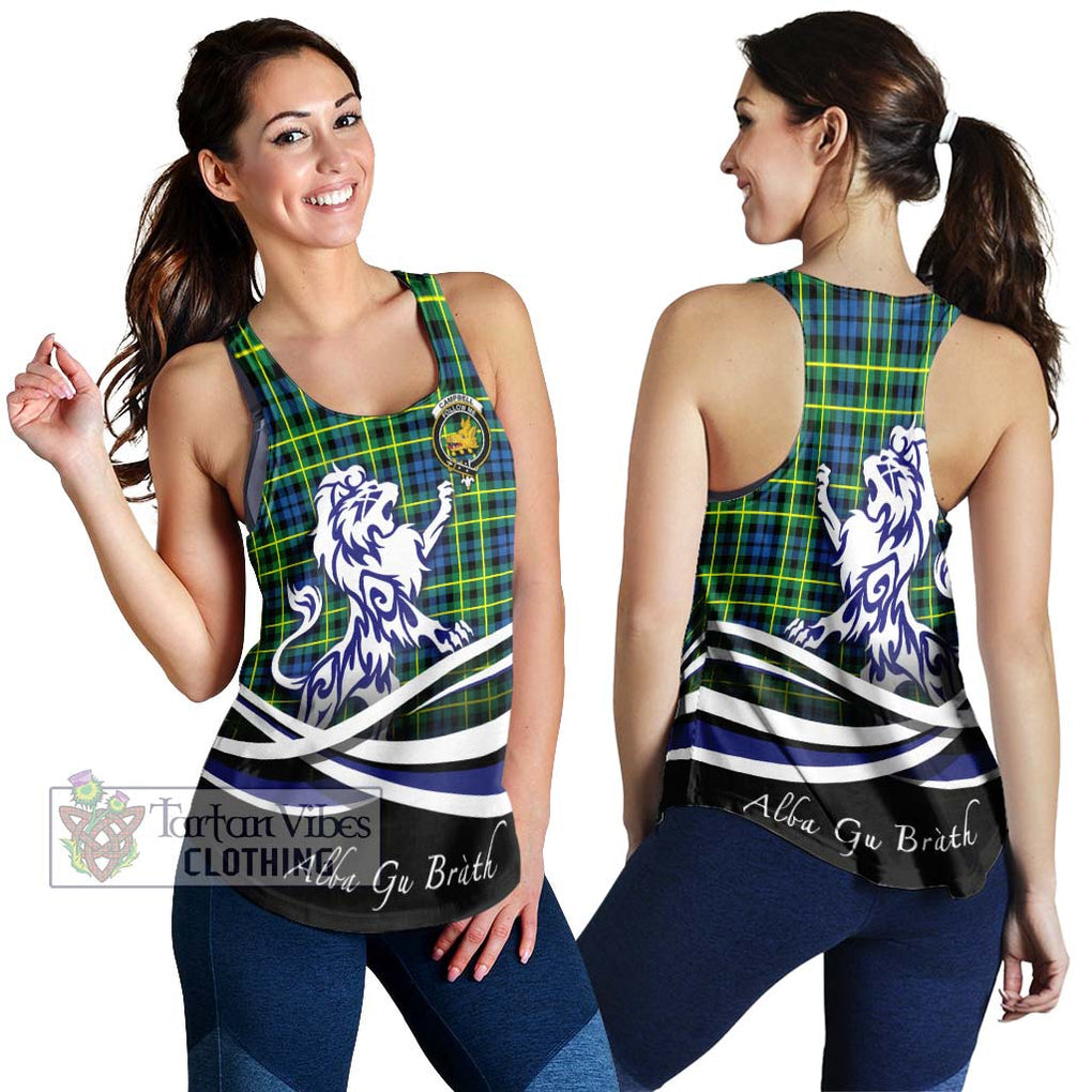 Campbell of Breadalbane Ancient Tartan Women's Racerback Tanks with Alba Gu Brath Regal Lion Emblem 4XL - Tartanvibesclothing Shop