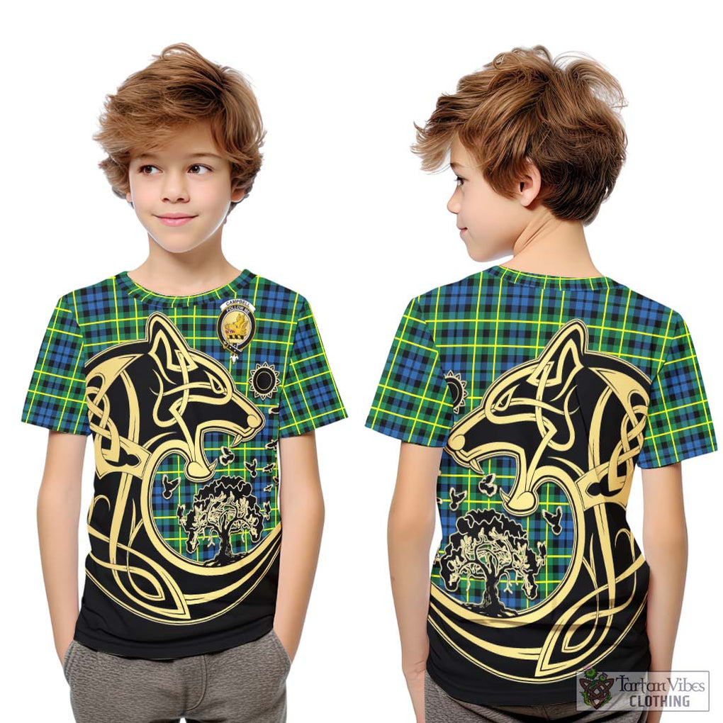 Campbell of Breadalbane Ancient Tartan Kid T-Shirt with Family Crest Celtic Wolf Style Youth XL Size14 - Tartan Vibes Clothing