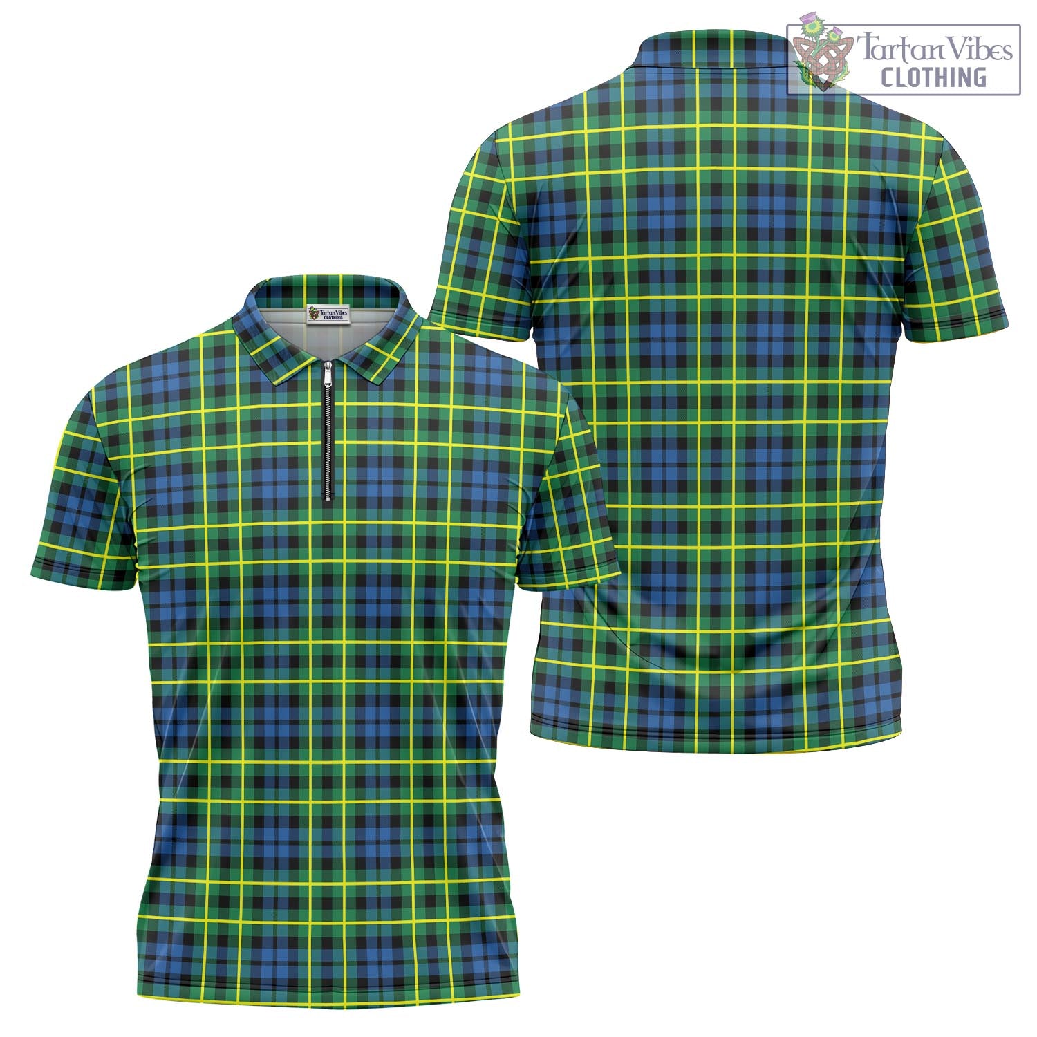 Tartan Vibes Clothing Campbell of Breadalbane Ancient Tartan Zipper Polo Shirt