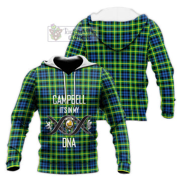 Campbell of Breadalbane Ancient Tartan Knitted Hoodie with Family Crest DNA In Me Style