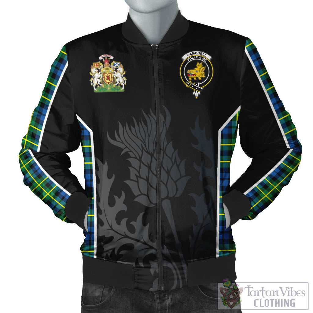 Tartan Vibes Clothing Campbell of Breadalbane Ancient Tartan Bomber Jacket with Family Crest and Scottish Thistle Vibes Sport Style