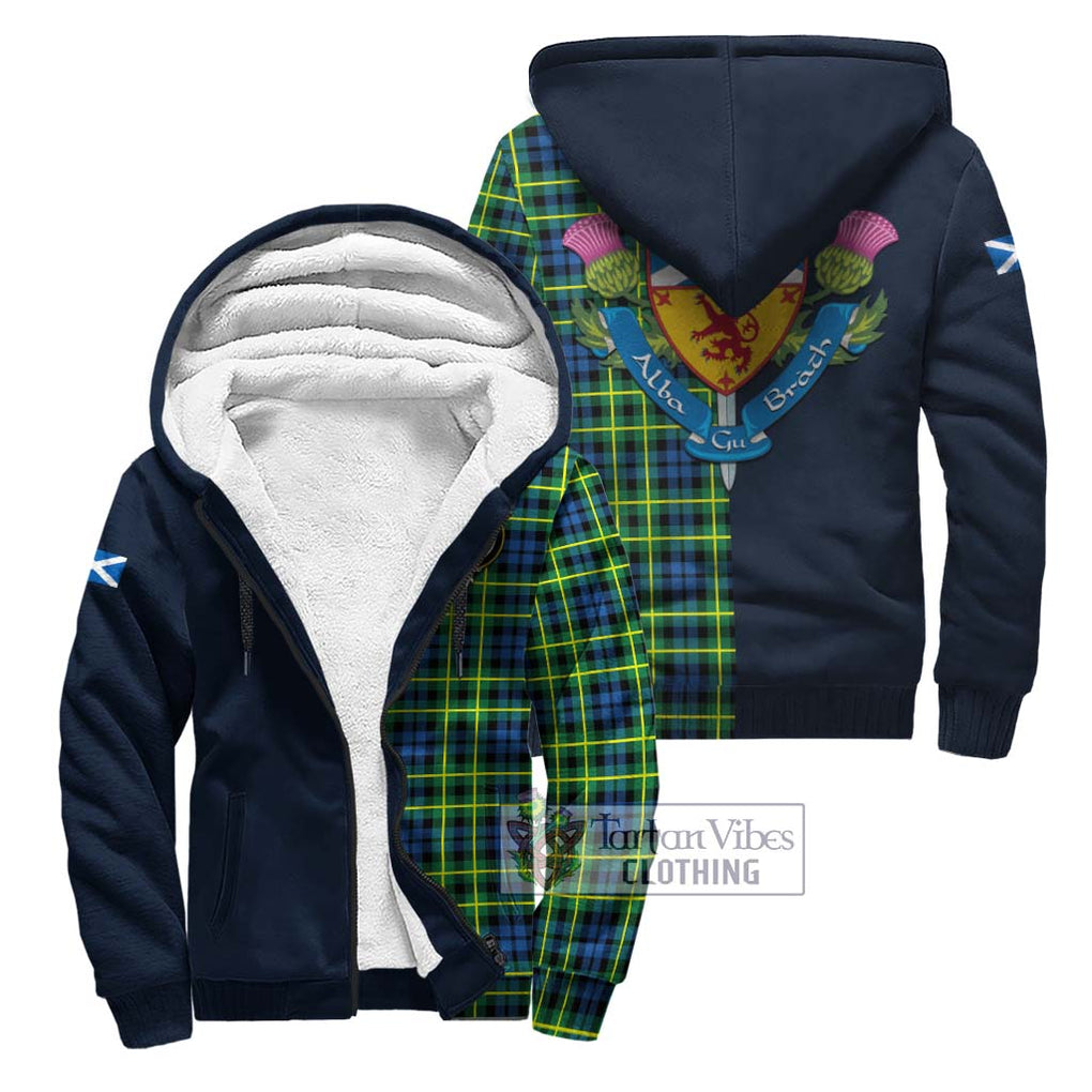 Tartan Vibes Clothing Campbell of Breadalbane Ancient Tartan Sherpa Hoodie with Scottish Lion Royal Arm Half Style