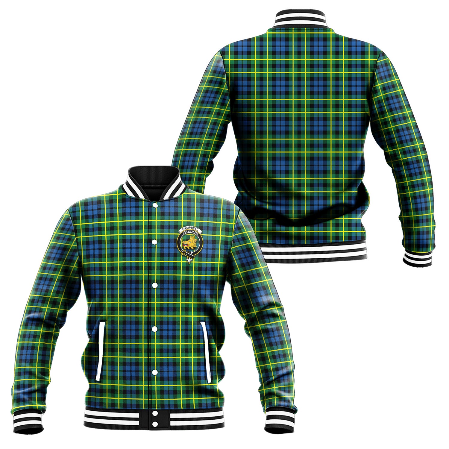 Campbell of Breadalbane Ancient Tartan Baseball Jacket with Family Crest Unisex - Tartan Vibes Clothing