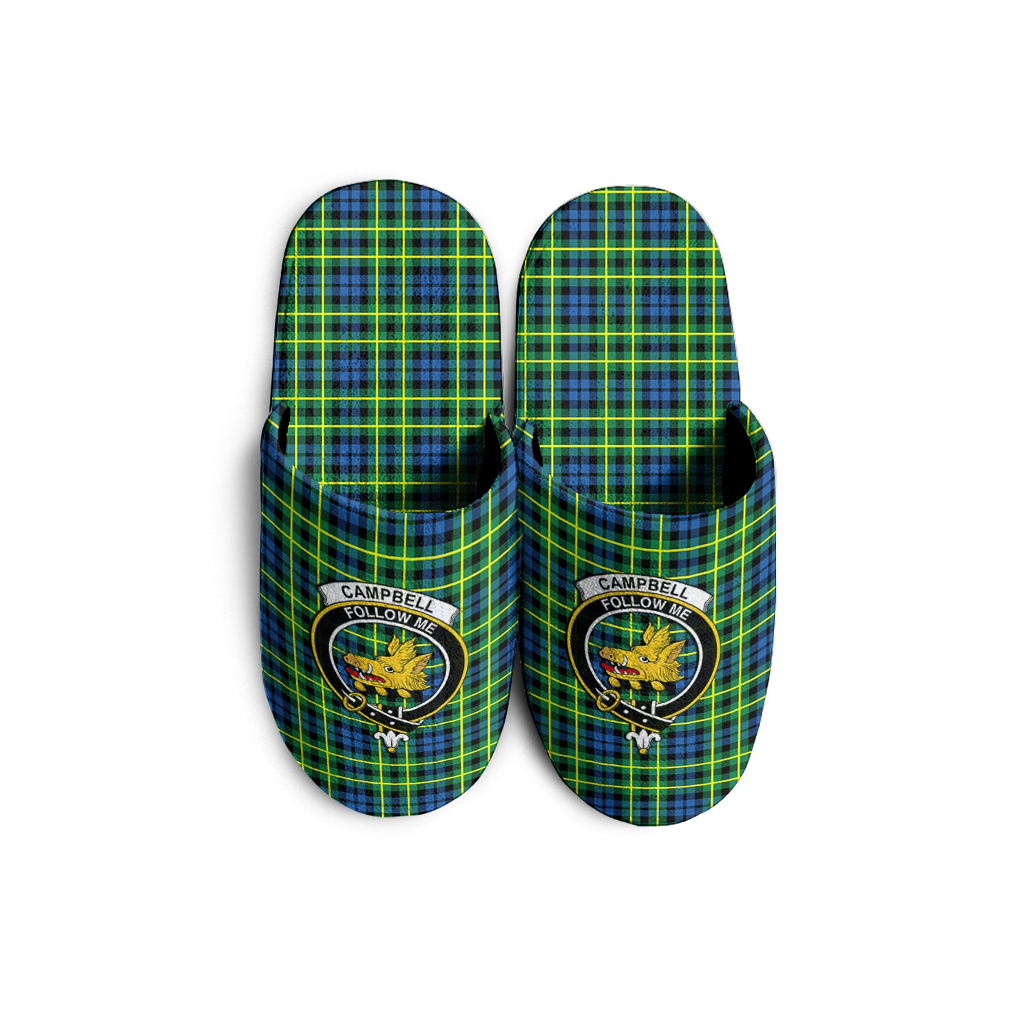 Campbell of Breadalbane Ancient Tartan Home Slippers with Family Crest - Tartanvibesclothing