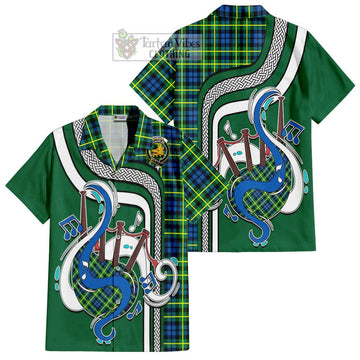 Campbell of Breadalbane Ancient Tartan Short Sleeve Button Shirt with Epic Bagpipe Style