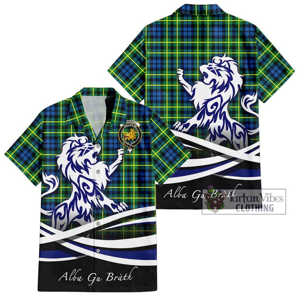 Campbell of Breadalbane Ancient Tartan Short Sleeve Button Shirt with Alba Gu Brath Regal Lion Emblem Kid - Tartanvibesclothing Shop