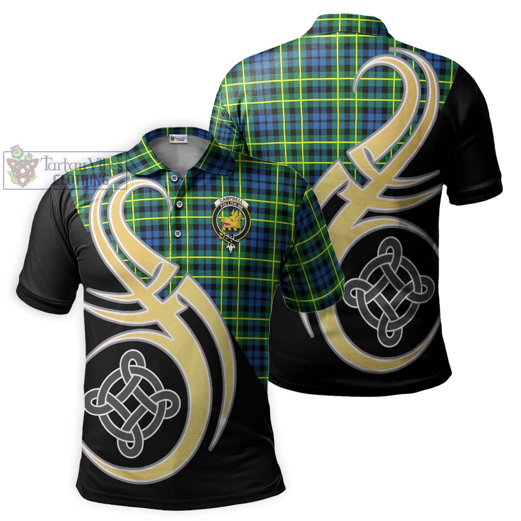 Campbell of Breadalbane Ancient Tartan Polo Shirt with Family Crest and Celtic Symbol Style Kid - Tartan Vibes Clothing