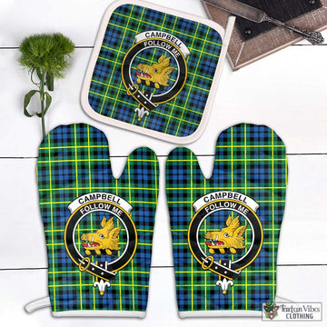 Campbell of Breadalbane Ancient Tartan Combo Oven Mitt & Pot-Holder with Family Crest