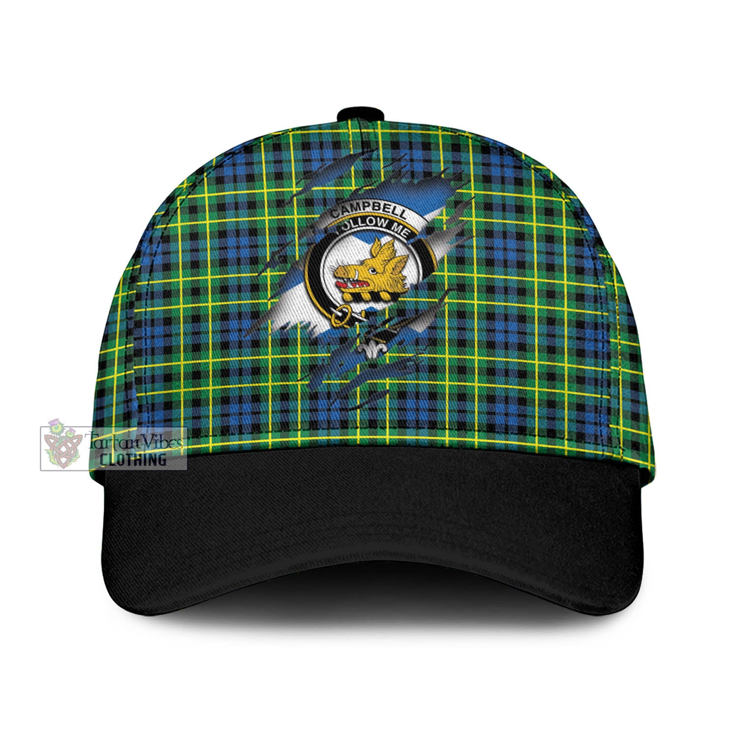 Tartan Vibes Clothing Campbell of Breadalbane Ancient Tartan Classic Cap with Family Crest In Me Style