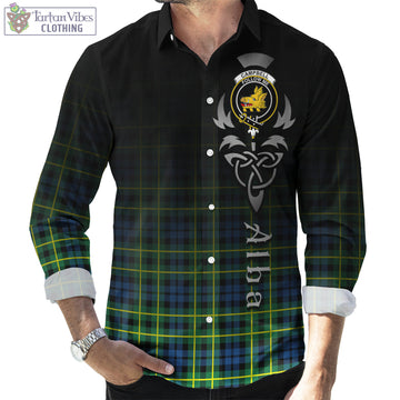 Campbell of Breadalbane Ancient Tartan Long Sleeve Button Up Featuring Alba Gu Brath Family Crest Celtic Inspired