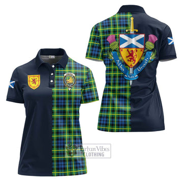 Campbell of Breadalbane Ancient Tartan Women's Polo Shirt Alba with Scottish Lion Royal Arm Half Style