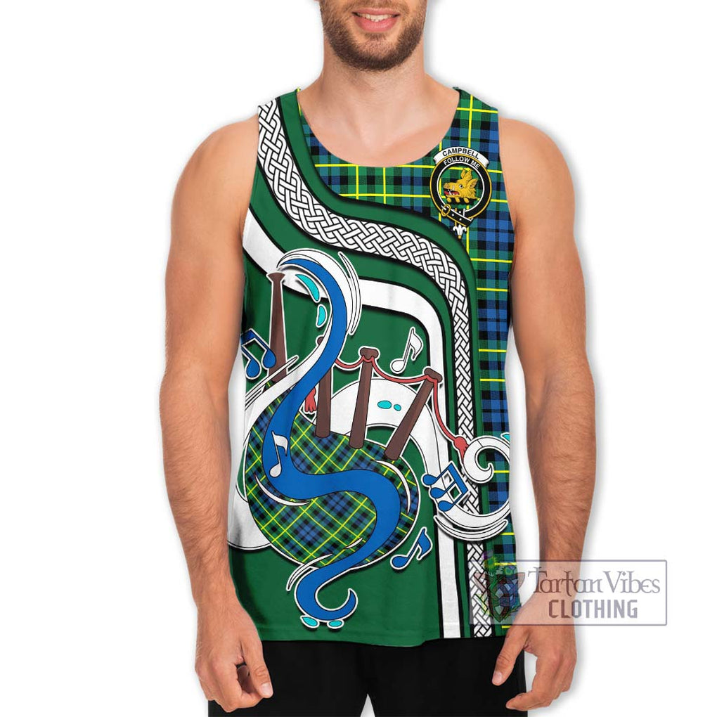 Campbell of Breadalbane Ancient Tartan Men's Tank Top with Epic Bagpipe Style Men - Tartanvibesclothing Shop