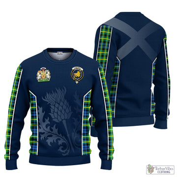 Campbell of Breadalbane Ancient Tartan Knitted Sweatshirt with Family Crest and Scottish Thistle Vibes Sport Style