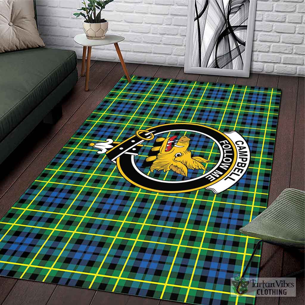 Tartan Vibes Clothing Campbell of Breadalbane Ancient Tartan Area Rug with Family Crest