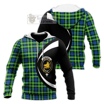 Campbell of Breadalbane Ancient Tartan Knitted Hoodie with Family Crest Circle Style