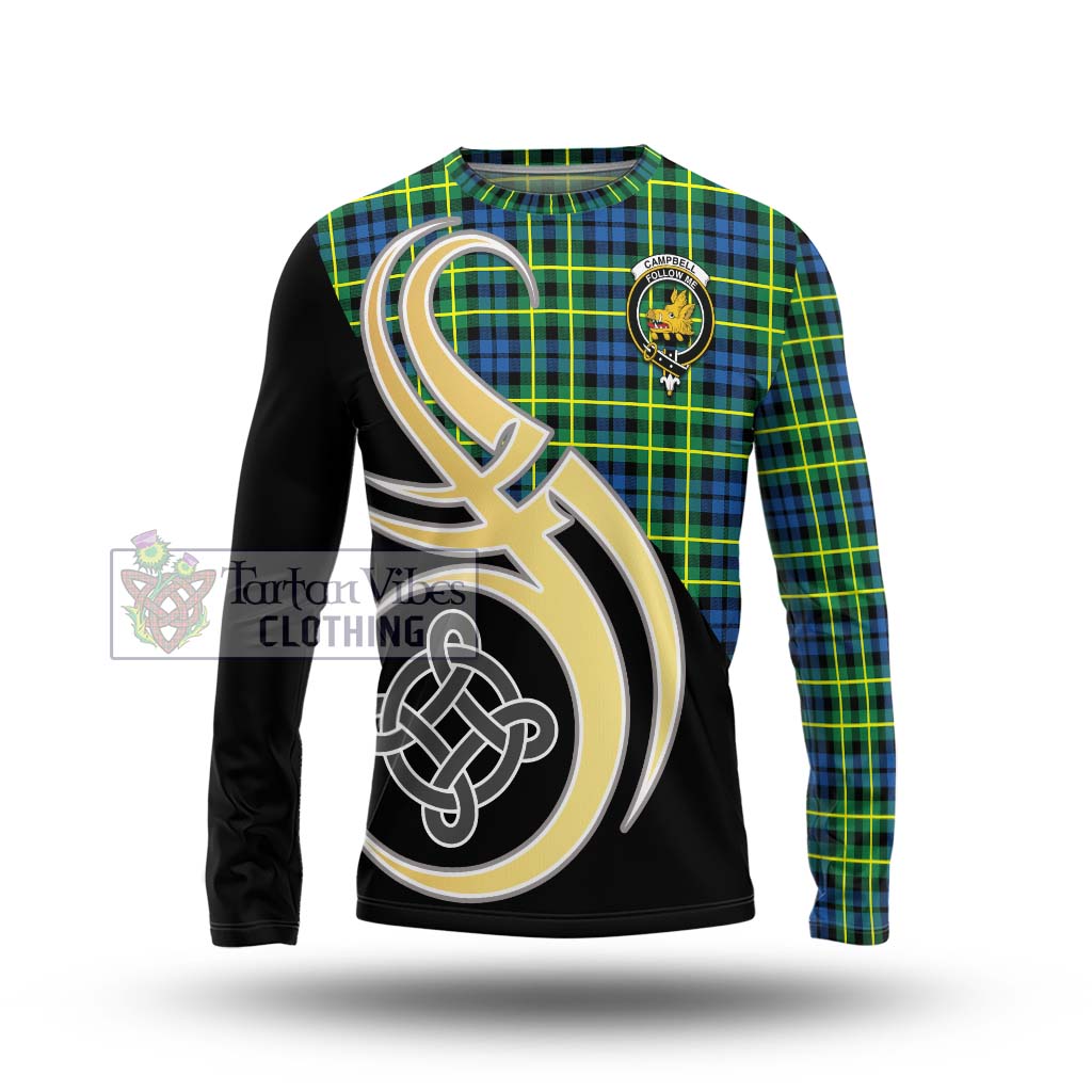 Campbell of Breadalbane Ancient Tartan Long Sleeve T-Shirt with Family Crest and Celtic Symbol Style Unisex - Tartan Vibes Clothing