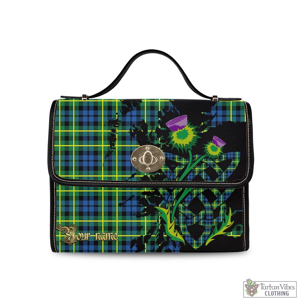 Tartan Vibes Clothing Campbell of Breadalbane Ancient Tartan Waterproof Canvas Bag with Scotland Map and Thistle Celtic Accents