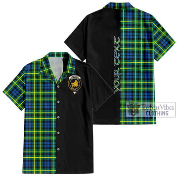 Campbell of Breadalbane Ancient Tartan Short Sleeve Button Shirt with Family Crest and Half Of Me Style