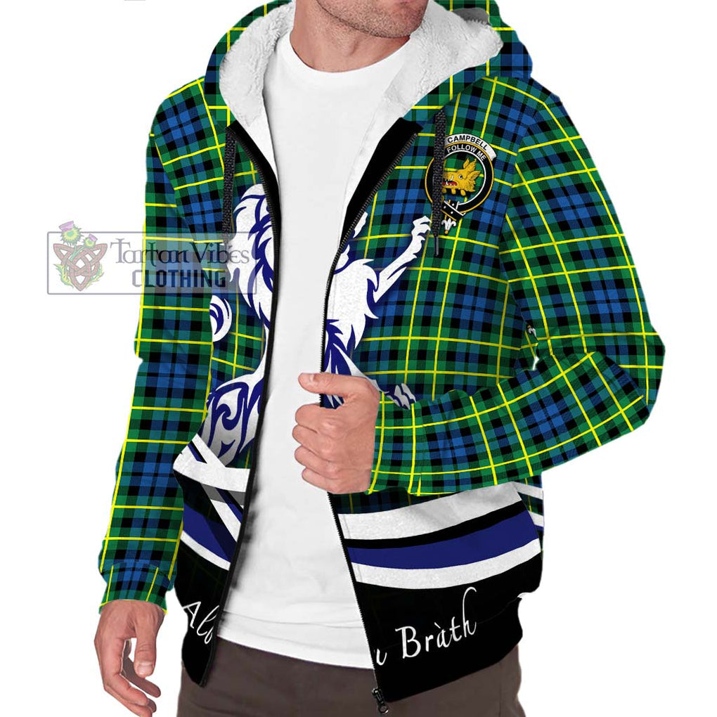 Campbell of Breadalbane Ancient Tartan Sherpa Hoodie with Alba Gu Brath Regal Lion Emblem Unisex S - Tartanvibesclothing Shop