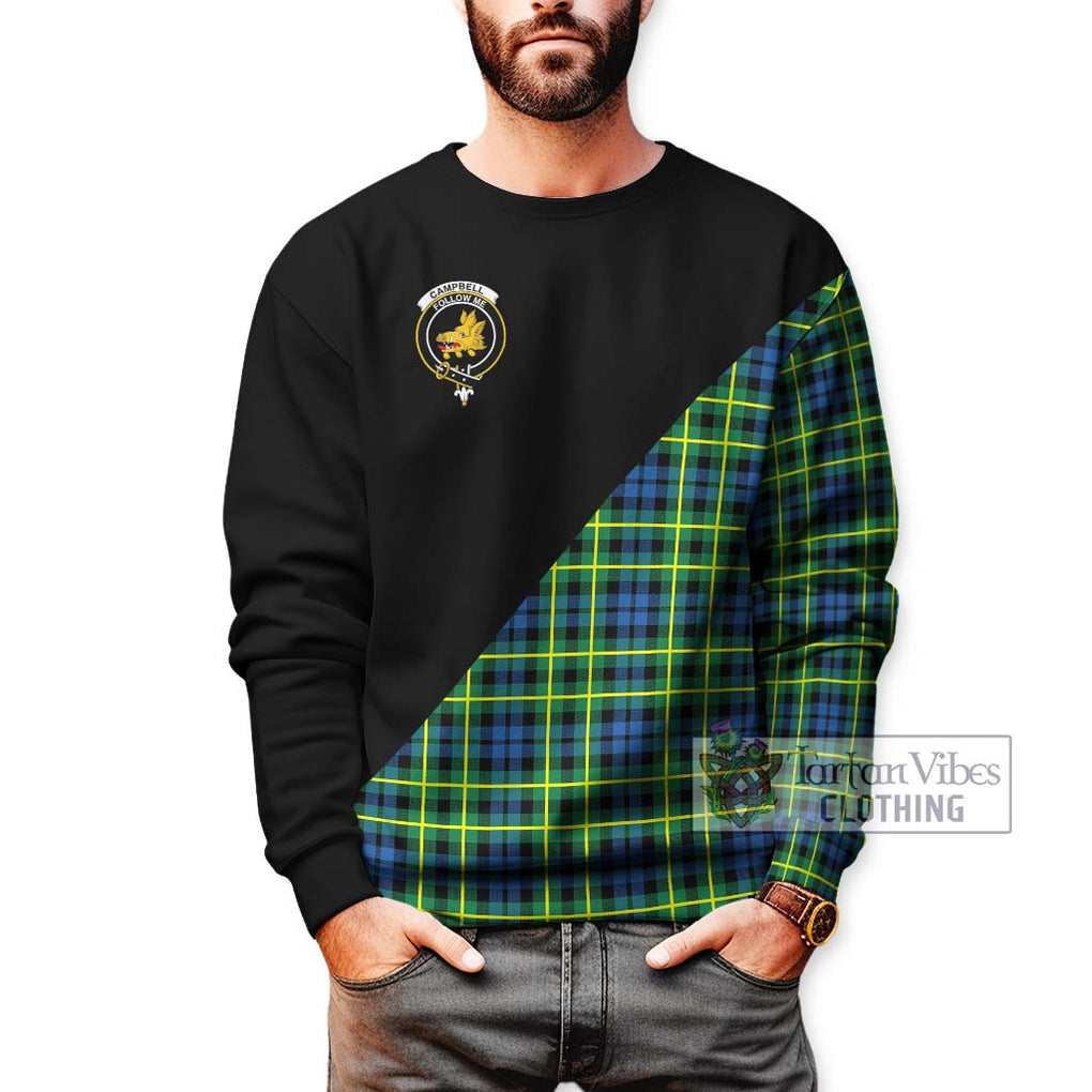 Campbell of Breadalbane Ancient Tartan Sweatshirt with Family Crest and Military Logo Style Unisex - Tartanvibesclothing Shop