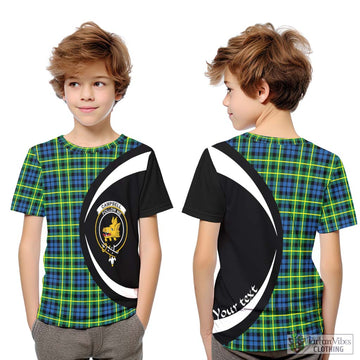 Campbell of Breadalbane Ancient Tartan Kid T-Shirt with Family Crest Circle Style