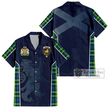 Campbell of Breadalbane Ancient Tartan Short Sleeve Button Shirt with Family Crest and Lion Rampant Vibes Sport Style