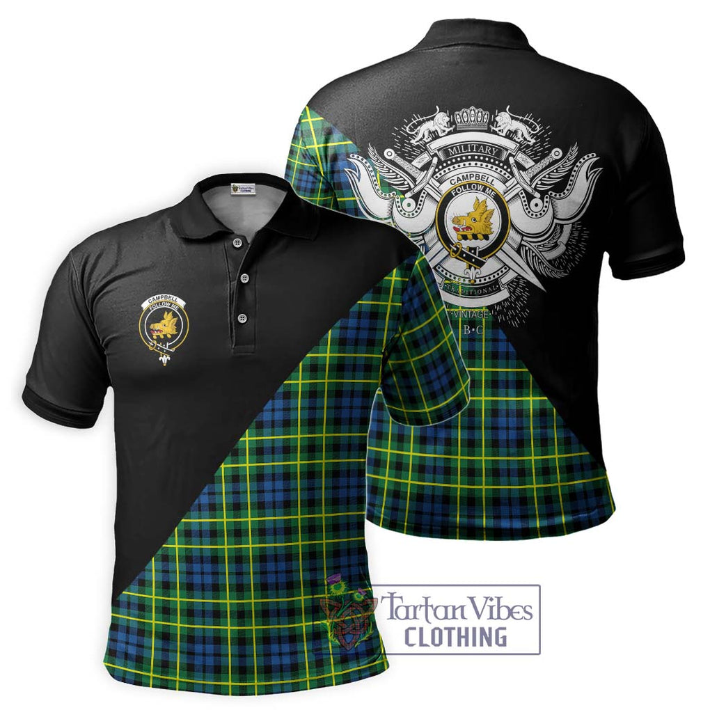 Campbell of Breadalbane Ancient Tartan Polo Shirt with Family Crest and Military Logo Style Kid - Tartanvibesclothing Shop