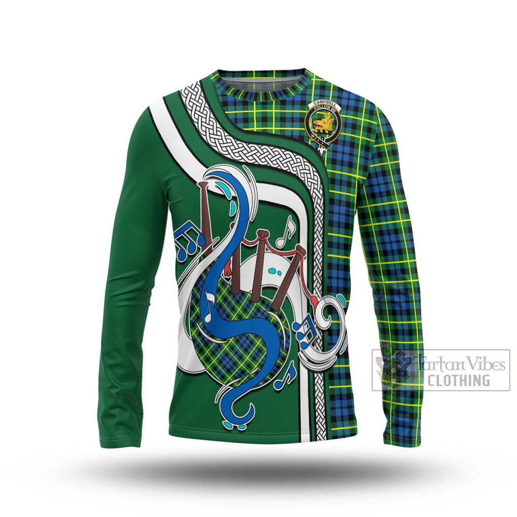 Tartan Vibes Clothing Campbell of Breadalbane Ancient Tartan Long Sleeve T-Shirt with Epic Bagpipe Style