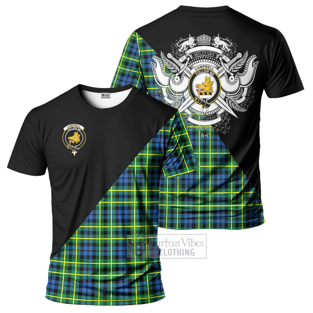 Campbell of Breadalbane Ancient Tartan T-Shirt with Family Crest and Military Logo Style Kid's Shirt - Tartanvibesclothing Shop