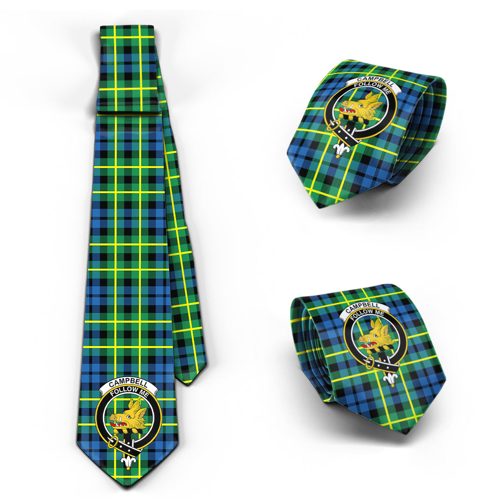 Campbell of Breadalbane Ancient Tartan Classic Necktie with Family Crest Necktie One Size - Tartan Vibes Clothing