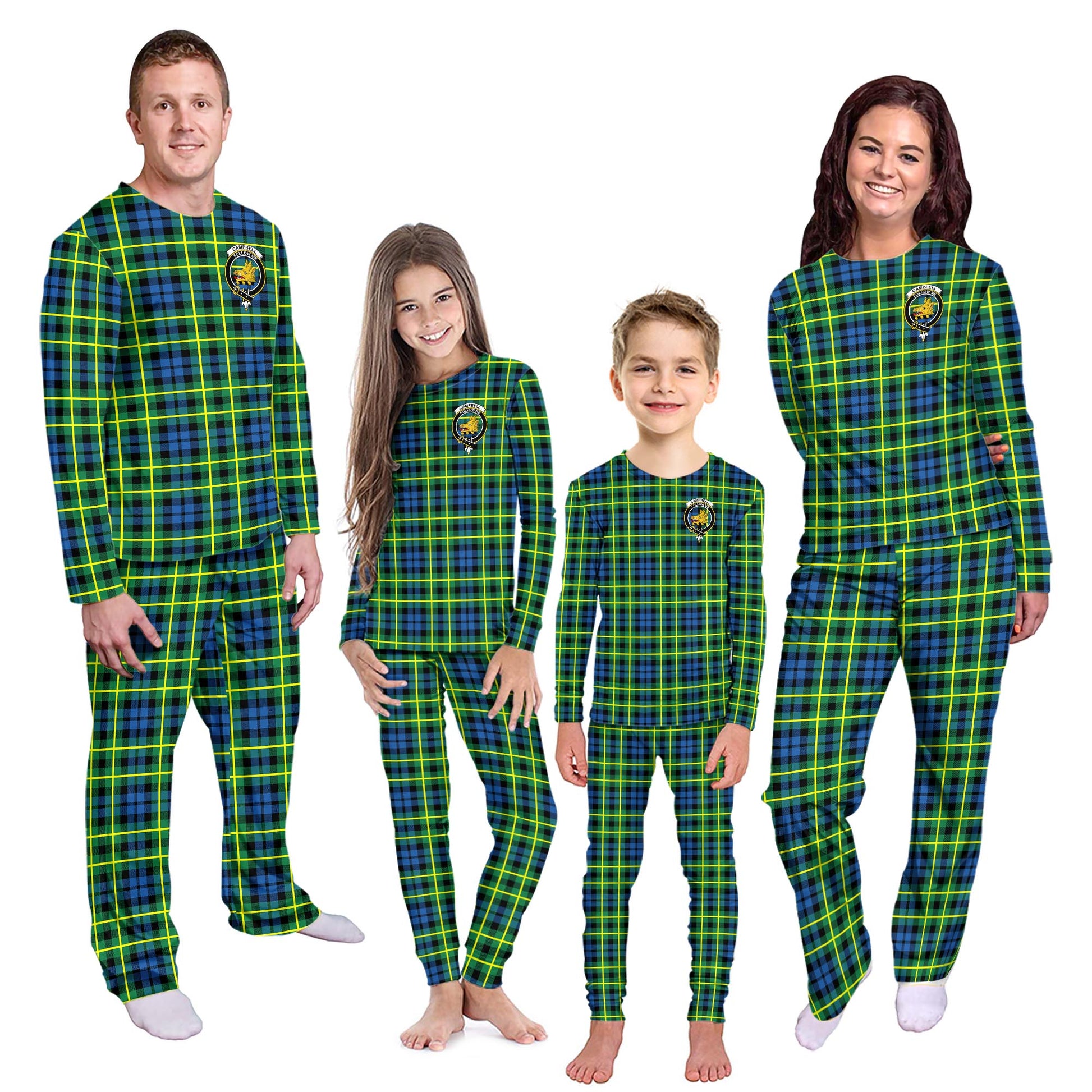 Campbell of Breadalbane Ancient Tartan Pajamas Family Set with Family Crest Kid - Tartan Vibes Clothing