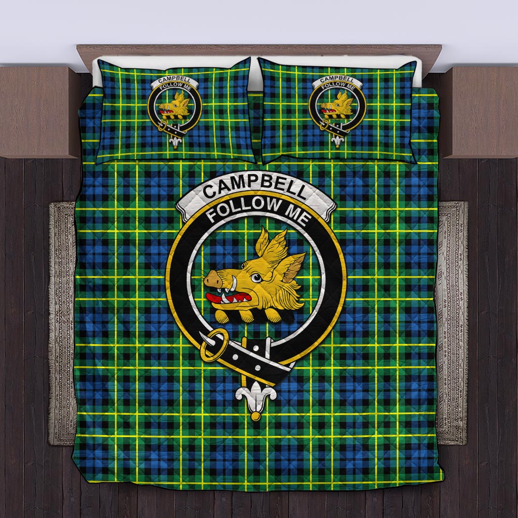 Campbell of Breadalbane Ancient Tartan Quilt Bed Set with Family Crest Twin - Tartan Vibes Clothing