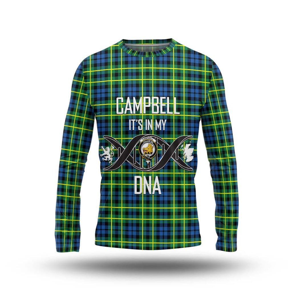 Campbell of Breadalbane Ancient Tartan Long Sleeve T-Shirt with Family Crest DNA In Me Style Unisex - Tartanvibesclothing Shop