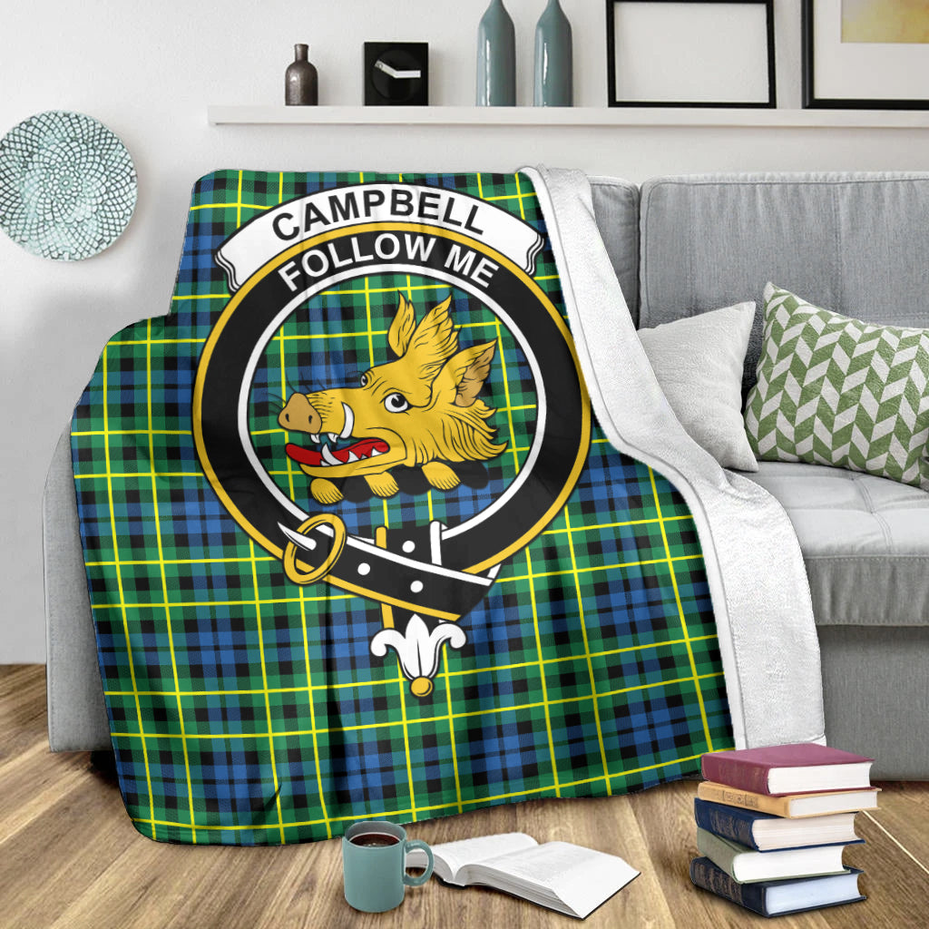 Campbell of Breadalbane Ancient Tartan Blanket with Family Crest X-Large 59 x 79 inches 150 x 200 cm - Tartan Vibes Clothing