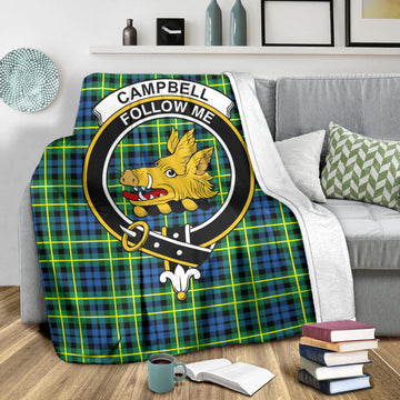 Campbell of Breadalbane Ancient Tartan Blanket with Family Crest