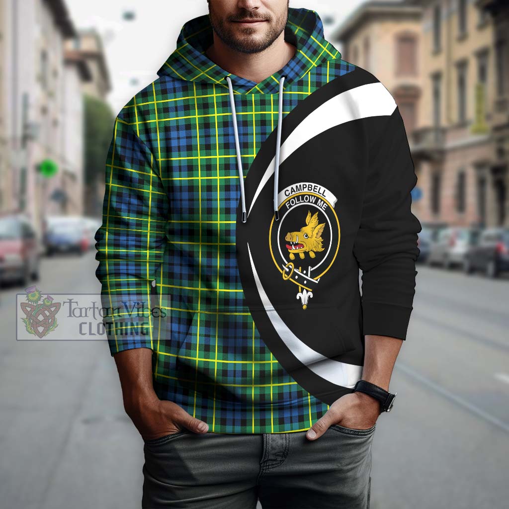 Tartan Vibes Clothing Campbell of Breadalbane Ancient Tartan Hoodie with Family Crest Circle Style