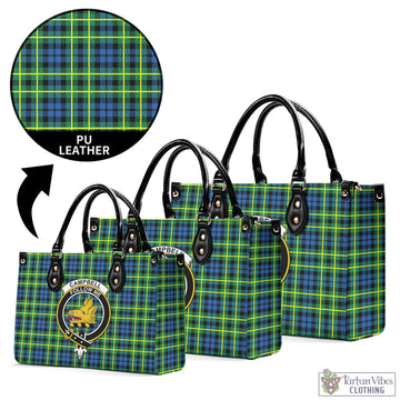 Campbell of Breadalbane Ancient Tartan Luxury Leather Handbags with Family Crest