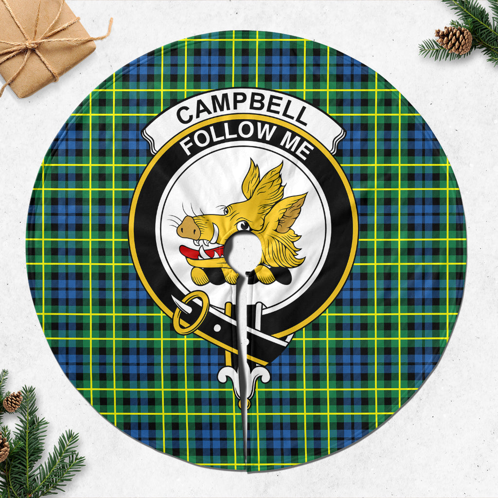 Campbell of Breadalbane Ancient Tartan Christmas Tree Skirt with Family Crest - Tartanvibesclothing