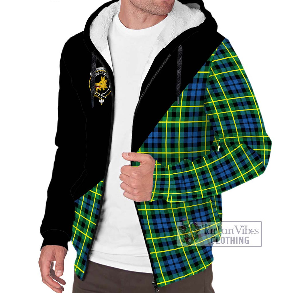 Campbell of Breadalbane Ancient Tartan Sherpa Hoodie with Family Crest and Military Logo Style Unisex S - Tartanvibesclothing Shop