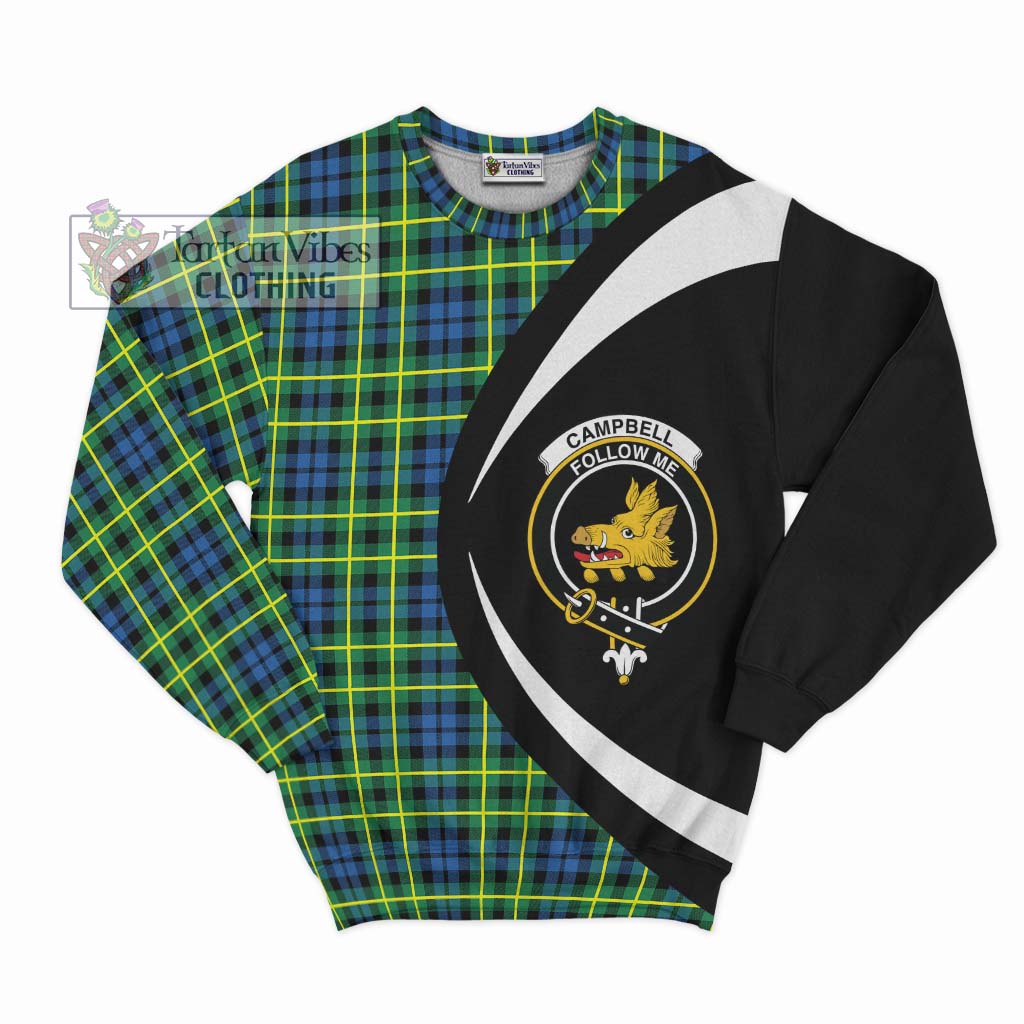 Campbell of Breadalbane Ancient Tartan Sweatshirt with Family Crest Circle Style Unisex - Tartan Vibes Clothing