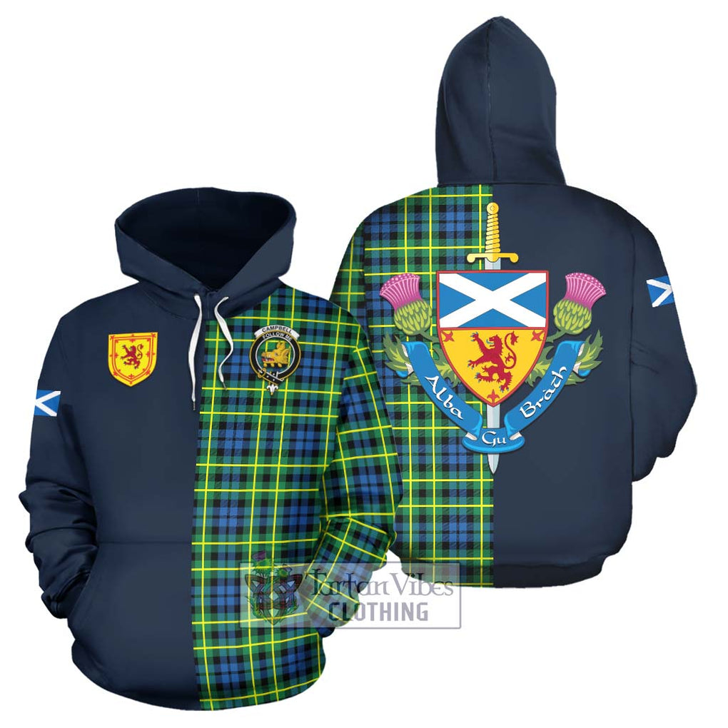 Tartan Vibes Clothing Campbell of Breadalbane Ancient Tartan Hoodie with Scottish Lion Royal Arm Half Style