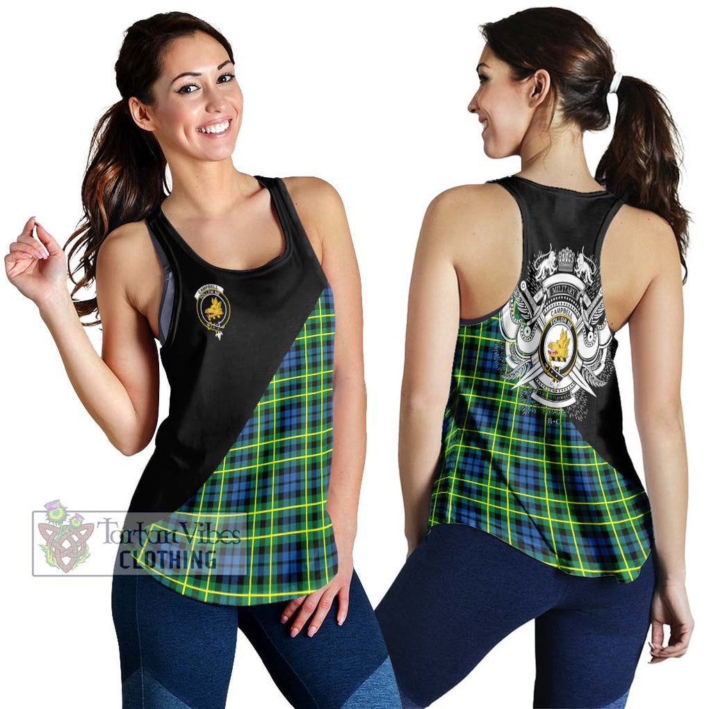 Campbell of Breadalbane Ancient Tartan Women's Racerback Tanks with Family Crest and Military Logo Style 4XL - Tartanvibesclothing Shop