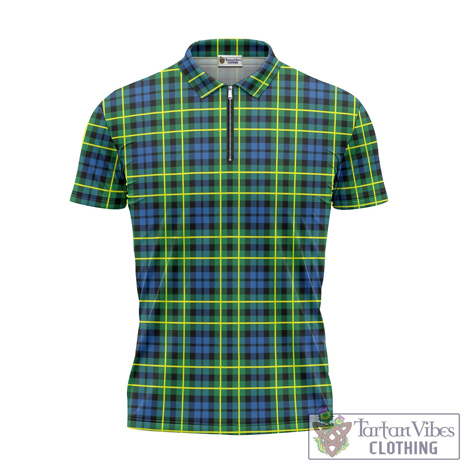 Tartan Vibes Clothing Campbell of Breadalbane Ancient Tartan Zipper Polo Shirt