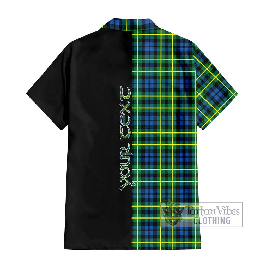 Campbell of Breadalbane Ancient Tartan Short Sleeve Button Shirt with Family Crest and Half Of Me Style - Tartanvibesclothing Shop