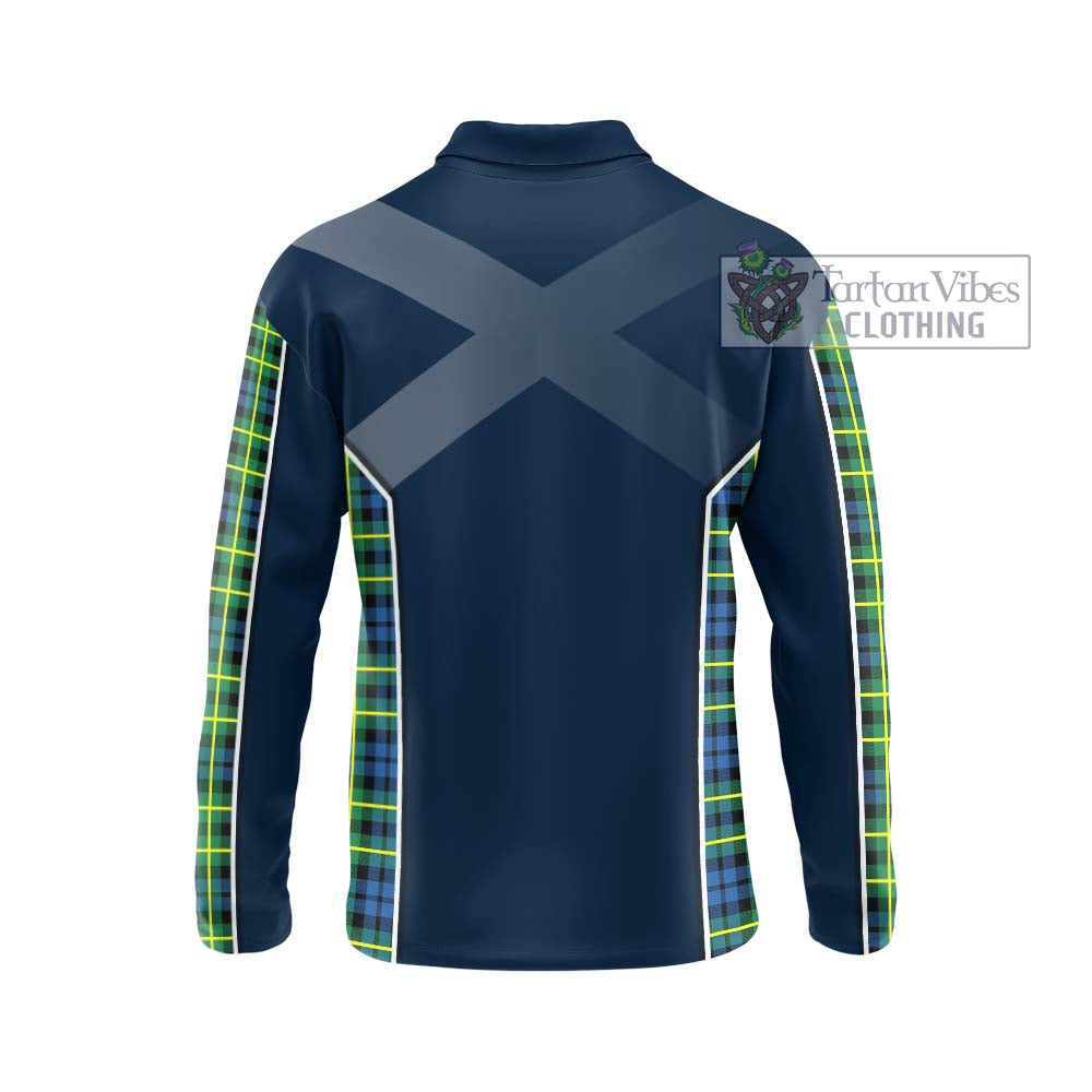 Campbell of Breadalbane Ancient Tartan Long Sleeve Polo Shirt with Family Crest and Lion Rampant Vibes Sport Style - Tartan Vibes Clothing