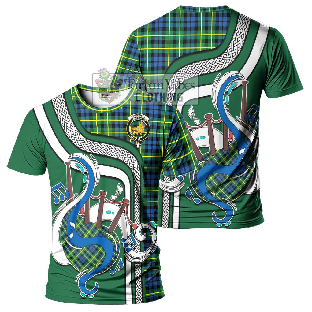 Campbell of Breadalbane Ancient Tartan T-Shirt with Epic Bagpipe Style - Tartanvibesclothing Shop