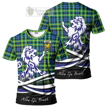 Campbell of Breadalbane Ancient Tartan Cotton T-shirt with Alba Gu Brath Regal Lion Emblem